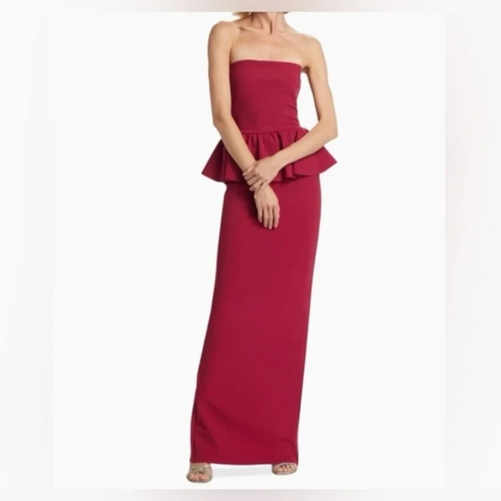 Chiara Boni La Petite Robe Panthea Strapless Peplum Gown 14